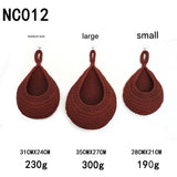 Red 3-Piece Wall-Mounted Cotton Rope Storage Baskets ??Large, Medium, and Small Hand-Woven Fruit/Vegetable/Storage Nets (Large weight 300g, Medium