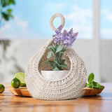 Red 3-Piece Wall-Mounted Cotton Rope Storage Baskets – Large, Medium, and Small Hand-Woven Fruit/Vegetable/Storage Nets (Large weight 300g, Medium weight 230g, Small weight 200g) - Side View