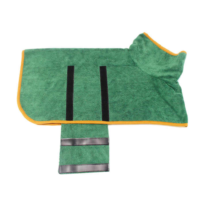 S Green Pet Dog Quick-Dry Bathrobe  Absorbent Towel Robe for Medium and Large Dogs