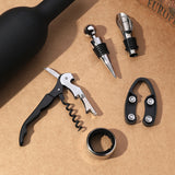 Red Closure Creative Wine Accessories Set – 5-Piece High-Grade Wine Tool Gift Set - Side View