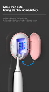 2 Pcs Pink Portable Mini Toothbrush Sanitizer - Compact Travel UV-C Sterilizer for Home and Travel Use - 45-Degree Angle