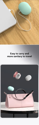 2 Pcs White Portable Mini Toothbrush Sanitizer - Compact Travel UV-C Sterilizer for Home and Travel Use - Close-Up Angle