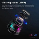Blue Portable Mini Bluetooth Speaker with Magnetic Base, High-Quality Bass and Surround Sound, Colorful Ambient Lighting, USB Rechargeable, 6-Hour Battery Life - Top-Down View