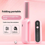 Beige Portable foldable cordless hair straightener with ionic technology, compact travel design, and quick and easy USB charging - Front View