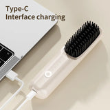 Yellow Wireless Hair Straightening Brush - Portable 2-in-1 Styling Tool with USB Charging, Ceramic Heat Technology, and Compact Design - Top-Down View