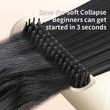 Yellow Portable USB Rechargeable Cold Wind Ionic Hair Straightening Brush, Multi-Functional Hair Straightener and Curler, Lightweight and Travel-Friendly - Top-Down View