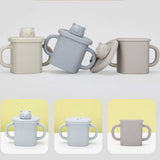 Light Yellow Silicone Baby Training Cup with Dual Handles, Duck-Bill & Snack Cup Lids, Spill-Proof & Drop-Proof - Side View