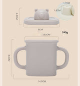 Light Yellow Silicone Baby Training Cup with Dual Handles, Duck-Bill & Snack Cup Lids, Spill-Proof & Drop-Proof - Top-Down View