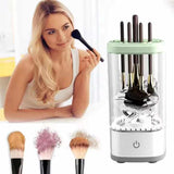 White Electric Makeup Brush Cleaner and Dryer – USB Automatic Household Cleaning Device with UV Sterilization and Fast Drying Function - Front View