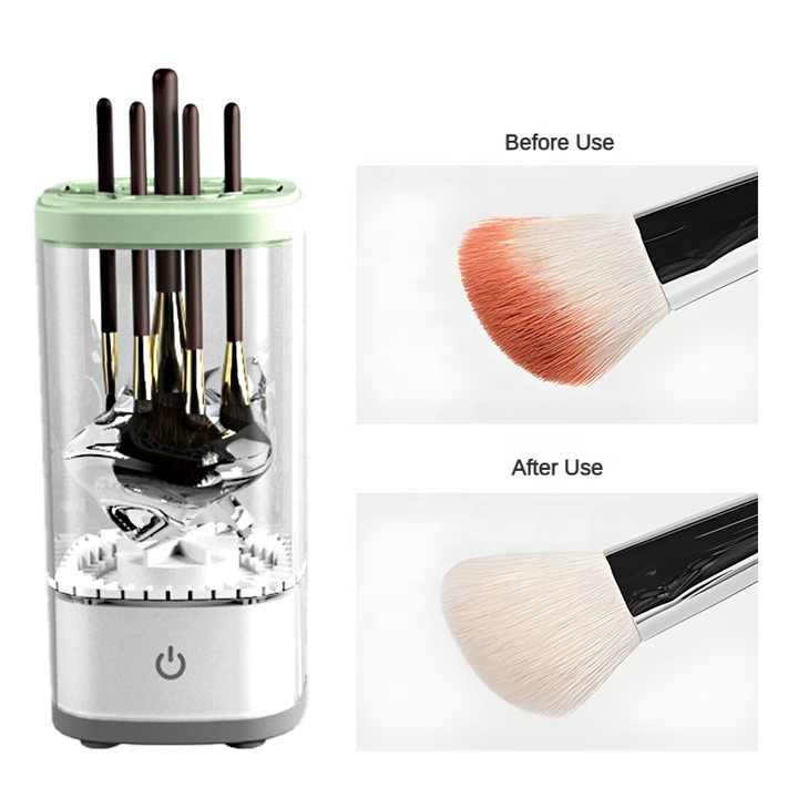 White Electric Makeup Brush Cleaner and Dryer  USB Automatic Household Cleaning Device with UV Sterilization and Fast Drying Function