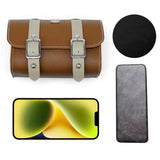 Brown Vintage Bicycle Handlebar Bag – Universal Front & Rear Bike Accessory for Commuting and Cycling - Side View