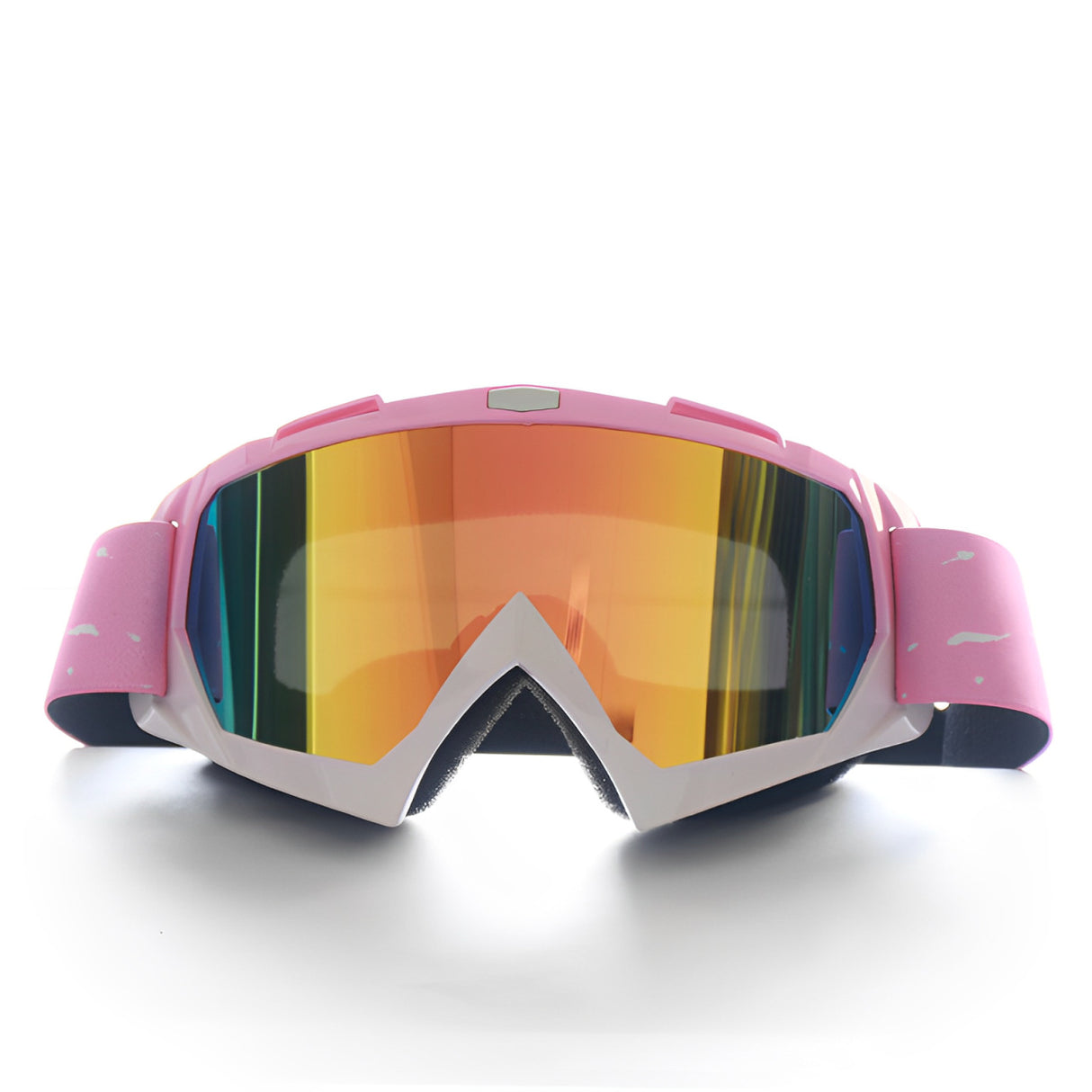 Progressive Pink + Rose Pink Lenses Outdoor Protective Motorcycle Goggles Windproof, Dustproof, Skiing, and Cycling Eyewear Lightweight Anti-Fog