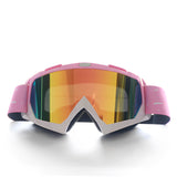 Progressive Pink + Rose Pink Lenses Outdoor Protective Motorcycle Goggles – Windproof, Dustproof, Skiing, and Cycling Eyewear – Lightweight Anti-Fog Design for Men and Women - Side View