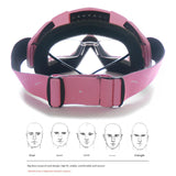 Progressive Pink + Silver Lenses Outdoor Protective Motorcycle Goggles - Windproof, Dustproof, Skiing, and Cycling Eyewear - Lightweight Anti-Fog Design for Men and Women - Top-Down View