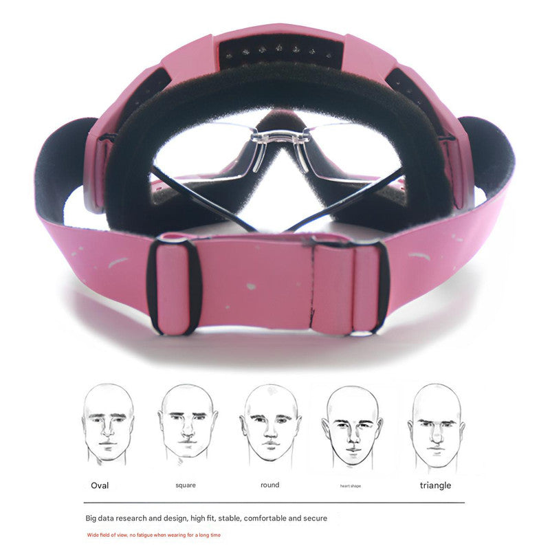 Progressive Pink + Grey Lenses Outdoor Protective Motorcycle Goggles - Windproof, Dustproof, Skiing, and Cycling Eyewear - Lightweight Anti-Fog Design