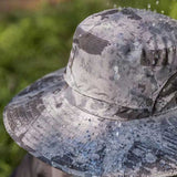 Black Solar-Powered Cooling Wide Brim Hat - USB Rechargeable Dual Fan Fisherman Cap - UPF50+ Sun Protection and Quick-Dry Design for Men and Women - Top-Down View