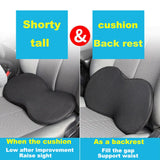 Black Mini Car Seat Cushion - Memory Foam Height-Boost Cushion with Removable Mesh Cover - Driver Seat Pad for All Seasons - Side View