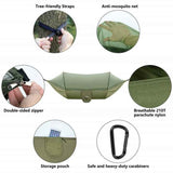 Dark Green Automatic Pop-Up Mosquito Net Hammock – 200kg Load Capacity, Lightweight Outdoor Camping Gear with Quick Setup and Durable Design - Front View
