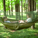 Dark Green Automatic Pop-Up Mosquito Net Hammock – 200kg Load Capacity, Lightweight Outdoor Camping Gear with Quick Setup and Durable Design - Rear View