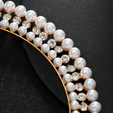 Silver Elegant Faux Pearl Bridal Headband – Multi-Layer Vintage Princess Tiara for Weddings and Formal Occasions, Lightweight Design - Side View