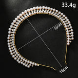 Silver Elegant Faux Pearl Bridal Headband – Multi-Layer Vintage Princess Tiara for Weddings and Formal Occasions, Lightweight Design - Top-Down View