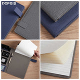 Grey A4 Leather Multi-Functional Business Document Folder with Card Slots - Contract File Organizer - 45-Degree Angle