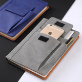 Reddish Brown A5 Multi-Functional PU Leather Notebook with Pockets - Office Planner and Journal - Front View