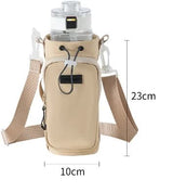 Yellow Portable Outdoor Water Bottle Holder Bag with Adjustable Shoulder Strap, Nylon Waterproof Material, 121g Lightweight, 23cm Height for Travel and Hiking((Water cup not included))