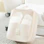 2 Pcs Beige Waterproof Foldable Travel Shoe Storage Bag, Three-Layer Design Shoe Organizer, Portable Shoe Pouch for Trips