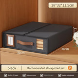 2 Pcs Black Non-Woven Fabric Storage Box with Lid - Transparent Window, Moisture-Proo