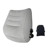 Grey Portable Press-to-Inflate Travel Lumbar Cushion ??Lightweight, Supportive Backrest for Flights, Trains, and Office Use