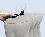 Grey Portable Press-to-Inflate Travel Lumbar Cushion ??Lightweight, Supportive Backrest for Flights, Trains, and Office Use