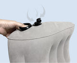 Grey Portable Press-to-Inflate Travel Lumbar Cushion – Lightweight, Supportive Backrest for Flights, Trains, and Office Use - Top-Down View