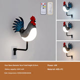 Grey USB Rechargeable Rooster Wall Lamp with Sound, Aromatherapy, and Decorative Design ??Creative Nightlight for Bedroom and Corridor