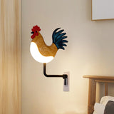 Silver USB Rechargeable Rooster Wall Lamp with Sound, Aromatherapy, and Decorative Design - Creative Nightlight for Bedroom and Corridor - Front View
