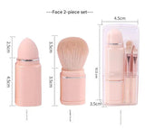 Red 8-in-1 Retractable Mini Makeup Brush Set with Protective Cover - Compact Design for Travel and On-the-Go Touchups - Top-Down View
