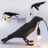 White Bird Right Wall Lamp Nordic Resin Bird Wall Lamp - Creative Animal Bedside Decorative USB Night Light, Stylish Bird Perched Lamp for Bedroom and Living Room - Side View