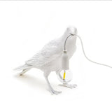 White Bird Right Wall Lamp Nordic Resin Bird Wall Lamp - Creative Animal Bedside Decorative USB Night Light, Stylish Bird Perched Lamp for Bedroom and Living Room - Top-Down View
