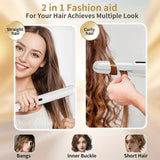 White Portable Mini Wireless Hair Straightener - USB Rechargeable, 2-in-1 Curling & Straightening Iron, Adjustable 3-Temperature Settings , 20s Fast Heating, Anti-Scald, Compact Travel Design - Rear View