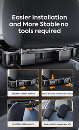 Off White Adjustable 3D Memory Foam Car Seat Headrest with Side Support, Universal Neck Pillow for Travel Comfort - Rear View