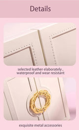 Pink Elegant 5-Layer Large Capacity Jewelry Storage Box with Dual Opening Doors - Perfect for Organizing Necklaces, Rings, Earrings, and More(Jewelry is a photo prop and is not included) - 45-Degree Angle