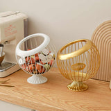 White Elegant Metal Coffee Capsule Storage Basket - Multifunctional Fruit and Snack Holder for Modern Home Decor - Side View