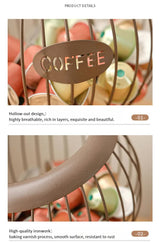 White Elegant Metal Coffee Capsule Storage Basket - Multifunctional Fruit and Snack Holder for Modern Home Decor - Top-Down View