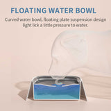 Blue Anti-Spill Floating Pet Water Bowl for Dogs and Cats - 1L Capacity, Splash-Proof and Anti-Wet Mouth Design - 45-Degree Angle