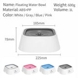 Blue Anti-Spill Floating Pet Water Bowl for Dogs and Cats - 1L Capacity, Splash-Proof and Anti-Wet Mouth Design - Rear View