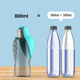 Green And Grey Portable Foldable Pet Water Bottle with 800ml Capacity – Leakproof Travel Hydration Dispenser for Dogs and Cats - 45-Degree Angle