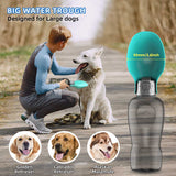 Pink And Grey Portable Foldable Pet Water Bottle with 800ml Capacity - Leakproof Travel Hydration Dispenser for Dogs and Cats - Front View