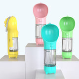 Yellow Portable Pet Water Bottle with Waste Bag Dispenser - 300ml Leak-Proof Travel Hydration Solution - 45-Degree Angle