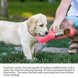 Pink 500ml Portable Pet Water Bottle | Multifunctional Travel Pet Feeder | Outdoor Dog Drinking Bottle with Waste Shovel - Top-Down View