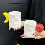 Banana Creative Fruit Ceramic Mug - Adorable Handle Design, 280ml Couple Cups, Perfect Gift for Birthdays or Valentine's Day - Front View